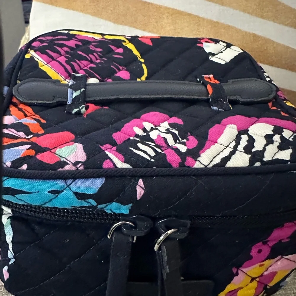 Quilted Floral Travel Case in Black and Multicolor